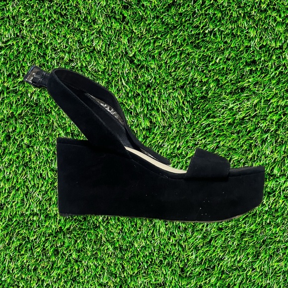 Vince Camuto Black Strap Heels Size 6 Open Toe Used No Box Great Condition - Picture 1 of 3
